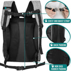 Dog Backpack Carrier for Small Medium Dogs Large Cats up to 18 Lbs, 2 Side Entry, Structured No-Collapse Frame, Airline Approved Ventilated Pet Backpack for Hiking Camping Travel, Grey