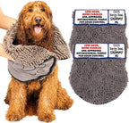 Dog Gone Smart the Dirty Dog Shammy - Antimicrobial Microfiber Dog Towel for Odor Control, Fast-Drying Plush, Dual Hand Pockets & Elastic, Super Absorbent, Machine Washable, 31 X 13 In, Grey