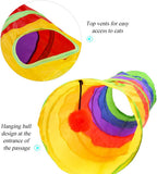 Cat Tunnel for Indoor Cats, 45" Long Rainbow Collapsible Kitten Tube with a Fun Ball and 2 Holes Cat Play Tunnel, Rabbit Tunnel for Kittens Exercising Hiding Training and Running(Colorful)