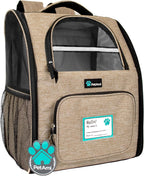 Dog Backpack Carrier for Small Medium Dogs Large Cats up to 18 Lbs, 2 Side Entry, Structured No-Collapse Frame, Airline Approved Ventilated Pet Backpack for Hiking Camping Travel, Grey