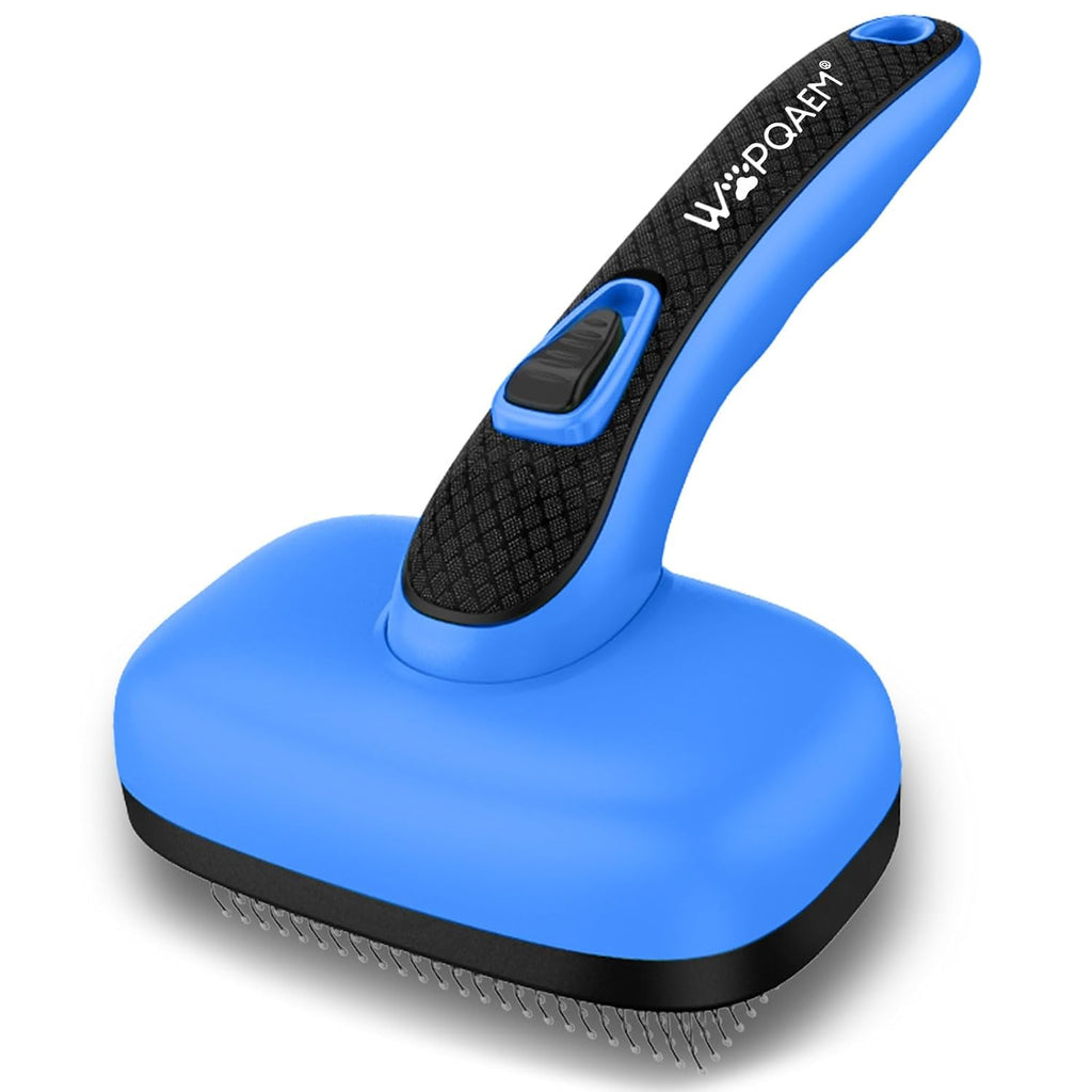 Self Cleaning Slicker Brush for Dog and Cat Deshedding, Green | Shedding Brush for Dogs & Cats, One-Click Retractable Bristles for Easy Cleaning Flying Hair at Home