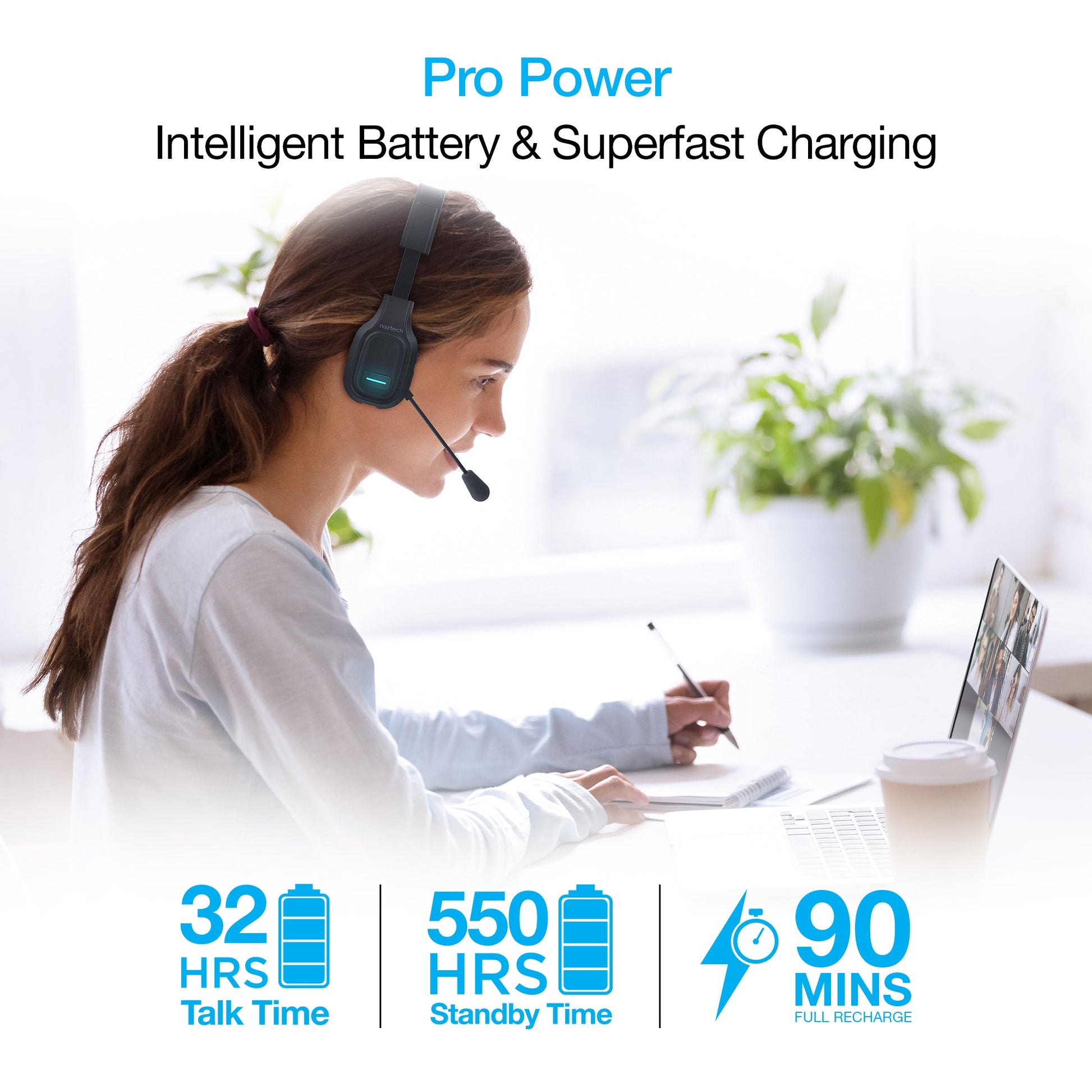 Naztech NXT-700 Noise-Cancelling Headset - 32hr Battery, Multipoint Calls
