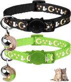 2PCS Breakaway Cat Collars with Bell Moons Stars Cute Kitty Adjustable Safe Kitten Collars with Pendant Glow in the Dark(Purple&Pink)
