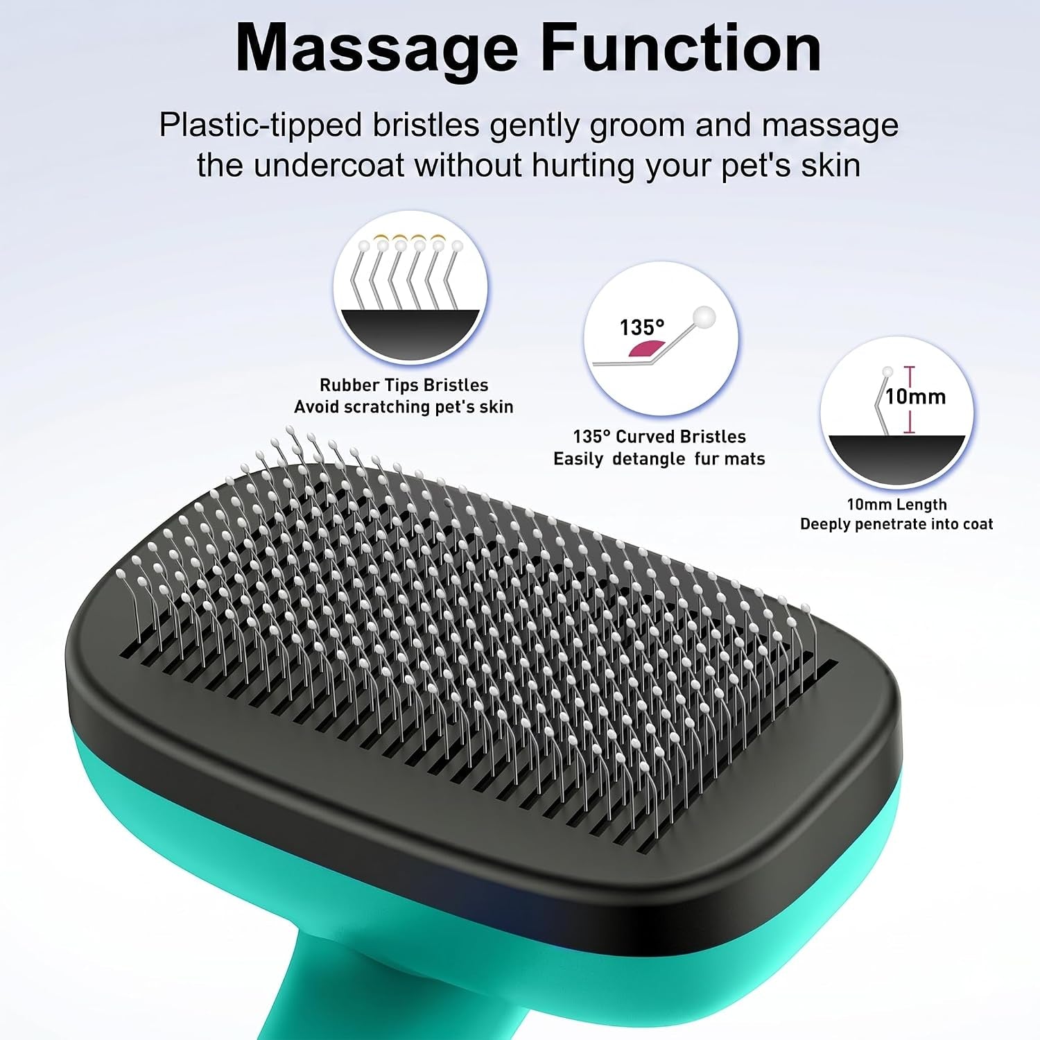 Self Cleaning Slicker Brush for Dog and Cat Deshedding, Green | Shedding Brush for Dogs & Cats, One-Click Retractable Bristles for Easy Cleaning Flying Hair at Home