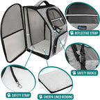 Dog Backpack Carrier for Small Medium Dogs Large Cats up to 18 Lbs, 2 Side Entry, Structured No-Collapse Frame, Airline Approved Ventilated Pet Backpack for Hiking Camping Travel, Grey