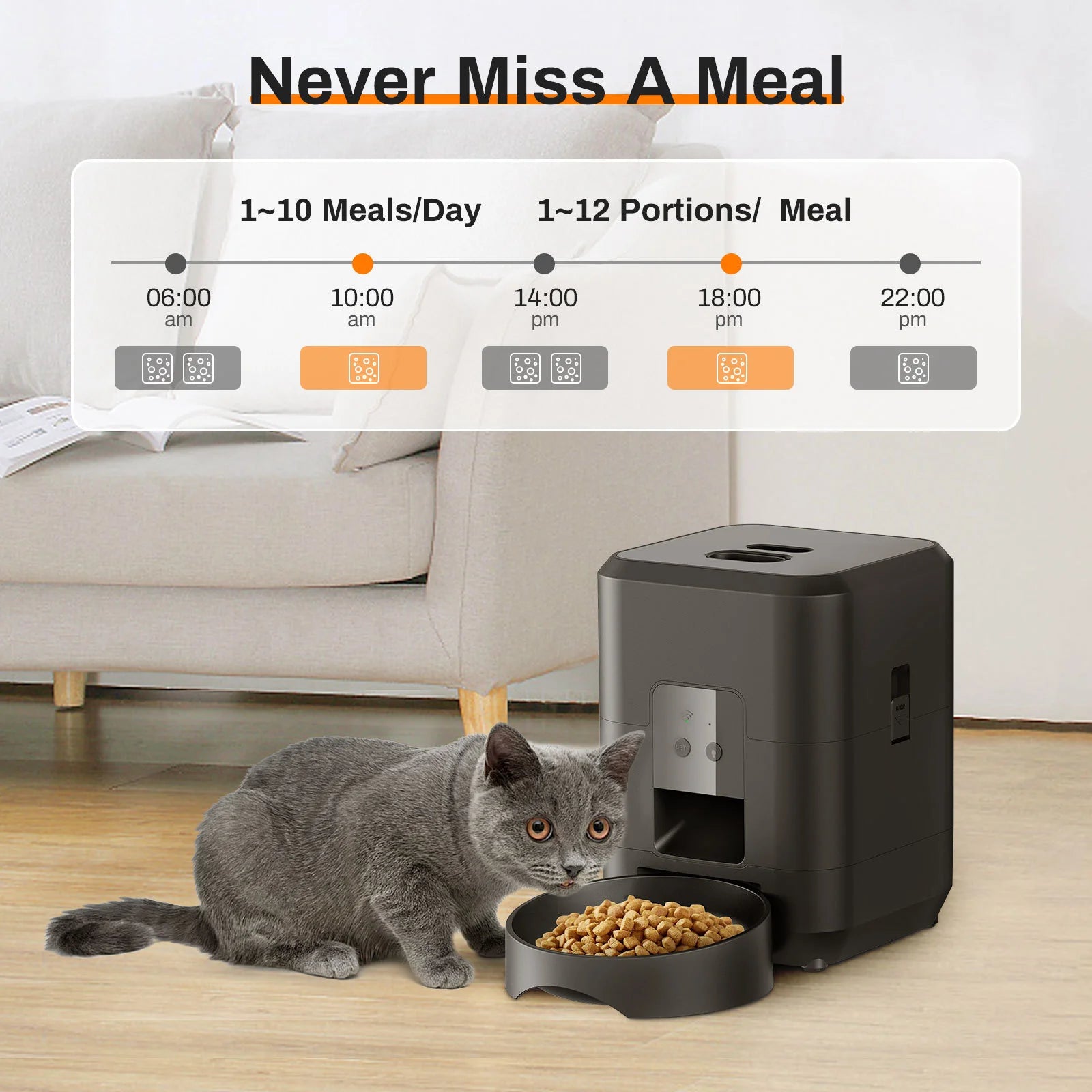 HEYBO Smart Pet Feeder - Automatic, App-Controlled, 2L for Cats & Small Dogs