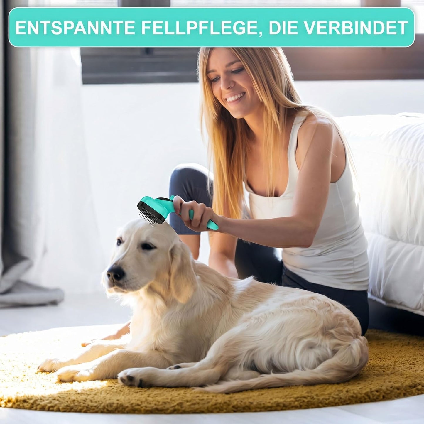 Self Cleaning Slicker Brush for Dog and Cat Deshedding, Green | Shedding Brush for Dogs & Cats, One-Click Retractable Bristles for Easy Cleaning Flying Hair at Home