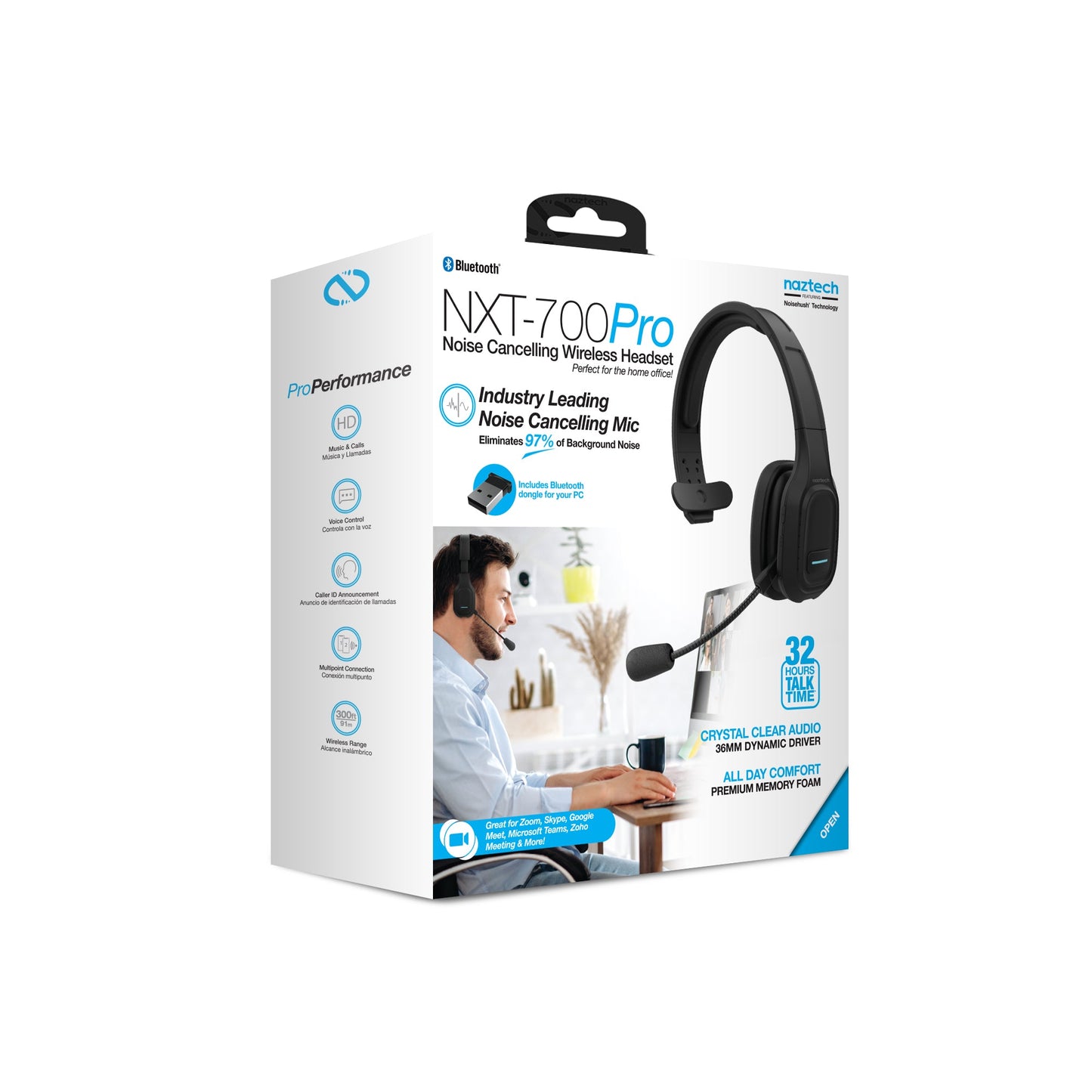 Naztech NXT-700 Noise-Cancelling Headset - 32hr Battery, Multipoint Calls