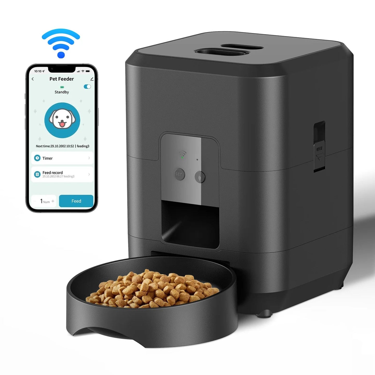 HEYBO Smart Pet Feeder - Automatic, App-Controlled, 2L for Cats & Small Dogs
