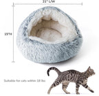 Cat Bed, Plush Hooded Cat Beds for Indoor Cats | Warm Soft Plush Comfortable Removable Washable Non-Slip Bottom
