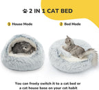 Cat Bed, Plush Hooded Cat Beds for Indoor Cats | Warm Soft Plush Comfortable Removable Washable Non-Slip Bottom
