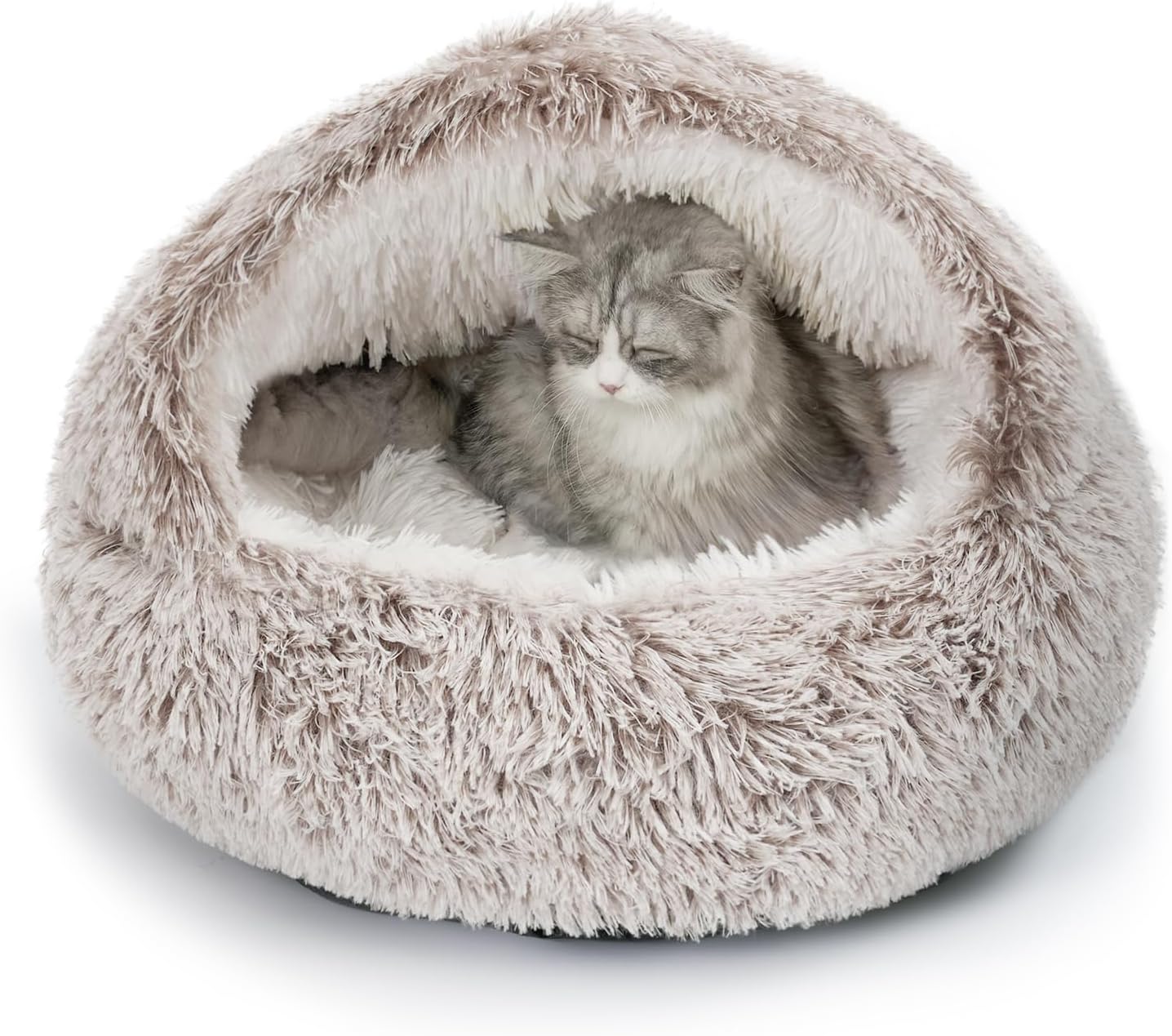 Cat Bed, Plush Hooded Cat Beds for Indoor Cats | Warm Soft Plush Comfortable Removable Washable Non-Slip Bottom