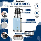 Portable Dog Water Bottle with 2 Removable Water Bowls for Dogs – Leak-Proof Portable Dog Water Bottle - Travel Accessories for Dogs - 32Oz - Blue