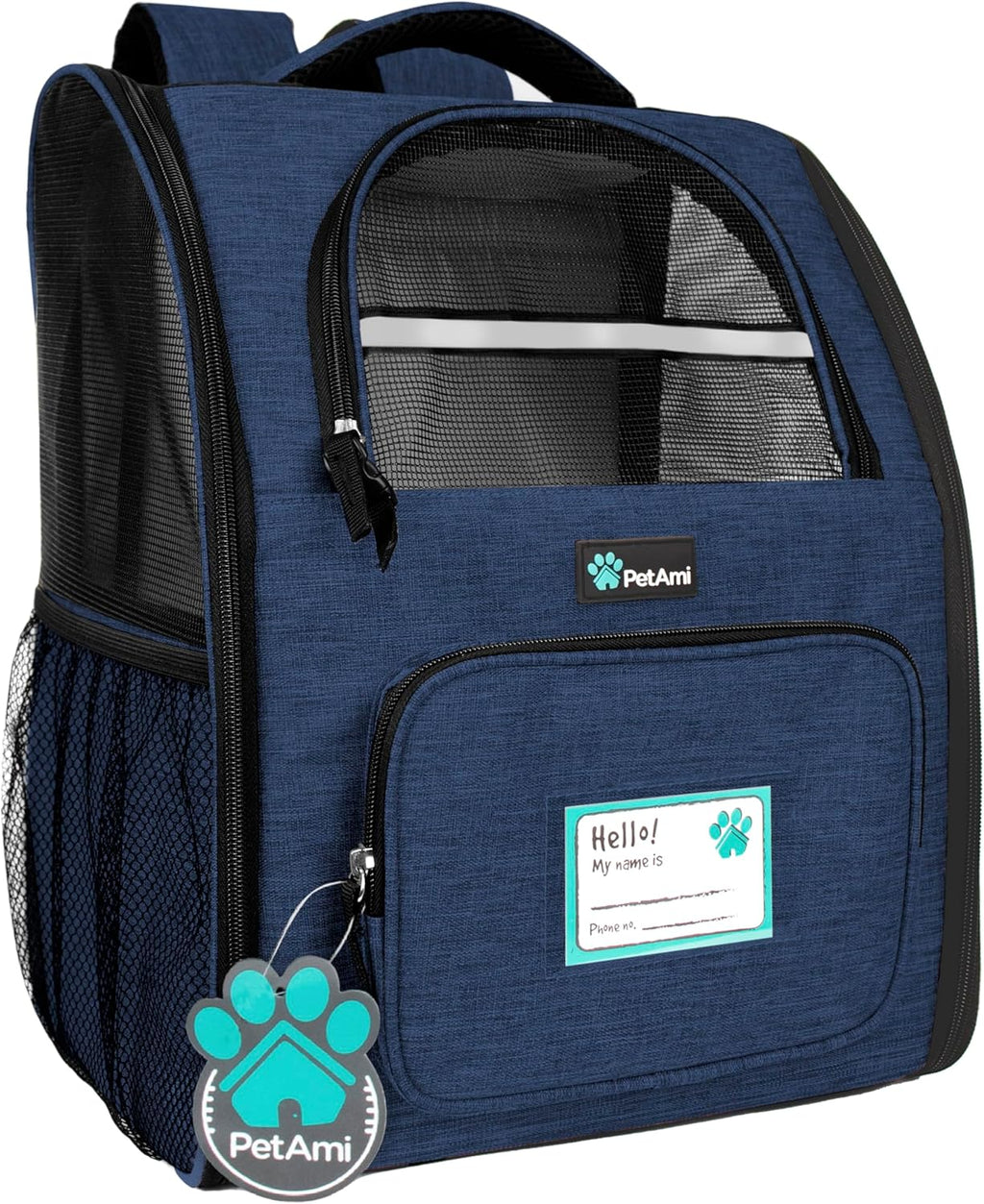 Dog Backpack Carrier for Small Medium Dogs Large Cats up to 18 Lbs, 2 Side Entry, Structured No-Collapse Frame, Airline Approved Ventilated Pet Backpack for Hiking Camping Travel, Grey