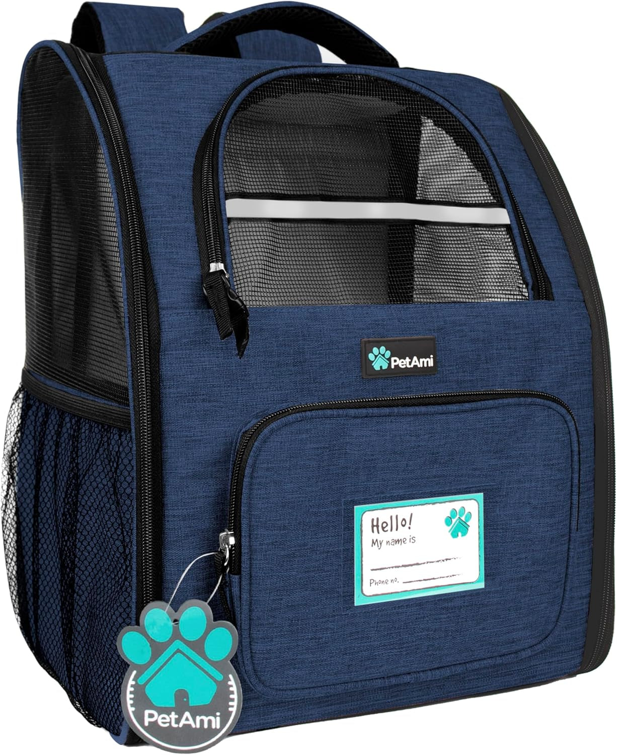 Dog Backpack Carrier for Small Medium Dogs Large Cats up to 18 Lbs, 2 Side Entry, Structured No-Collapse Frame, Airline Approved Ventilated Pet Backpack for Hiking Camping Travel, Grey