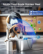 Dog Water Fountain for Large Dogs - 3 Gallon Stainless Steel Dog Water Bowl Dispenser with 4 Filters, Automatic Big Extra Large Capacity Pet Water Fountain, Easy Clean with Quiet Pump