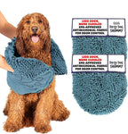 Dog Gone Smart the Dirty Dog Shammy - Antimicrobial Microfiber Dog Towel for Odor Control, Fast-Drying Plush, Dual Hand Pockets & Elastic, Super Absorbent, Machine Washable, 31 X 13 In, Grey