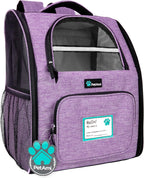 Dog Backpack Carrier for Small Medium Dogs Large Cats up to 18 Lbs, 2 Side Entry, Structured No-Collapse Frame, Airline Approved Ventilated Pet Backpack for Hiking Camping Travel, Grey