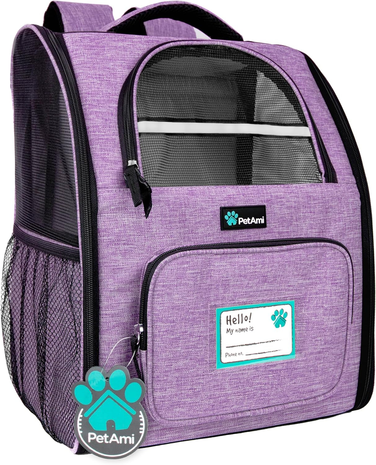 Dog Backpack Carrier for Small Medium Dogs Large Cats up to 18 Lbs, 2 Side Entry, Structured No-Collapse Frame, Airline Approved Ventilated Pet Backpack for Hiking Camping Travel, Grey