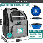 Dog Backpack Carrier for Small Medium Dogs Large Cats up to 18 Lbs, 2 Side Entry, Structured No-Collapse Frame, Airline Approved Ventilated Pet Backpack for Hiking Camping Travel, Grey