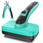 Self Cleaning Slicker Brush for Dog and Cat Deshedding, Green | Shedding Brush for Dogs & Cats, One-Click Retractable Bristles for Easy Cleaning Flying Hair at Home