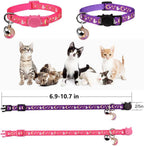 2PCS Breakaway Cat Collars with Bell Moons Stars Cute Kitty Adjustable Safe Kitten Collars with Pendant Glow in the Dark(Purple&Pink)