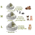 Cat Bed round Plush Fluffy Hooded Cat Bed Cave, Cozy for Indoor Cats or Small Dog Beds, Doughnut Calm Anti-Nxiety Dog Bed