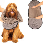 Dog Gone Smart the Dirty Dog Shammy - Antimicrobial Microfiber Dog Towel for Odor Control, Fast-Drying Plush, Dual Hand Pockets & Elastic, Super Absorbent, Machine Washable, 31 X 13 In, Grey