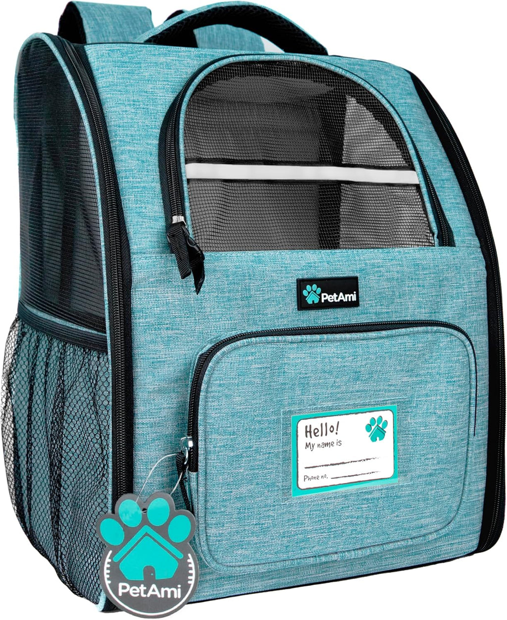Dog Backpack Carrier for Small Medium Dogs Large Cats up to 18 Lbs, 2 Side Entry, Structured No-Collapse Frame, Airline Approved Ventilated Pet Backpack for Hiking Camping Travel, Grey