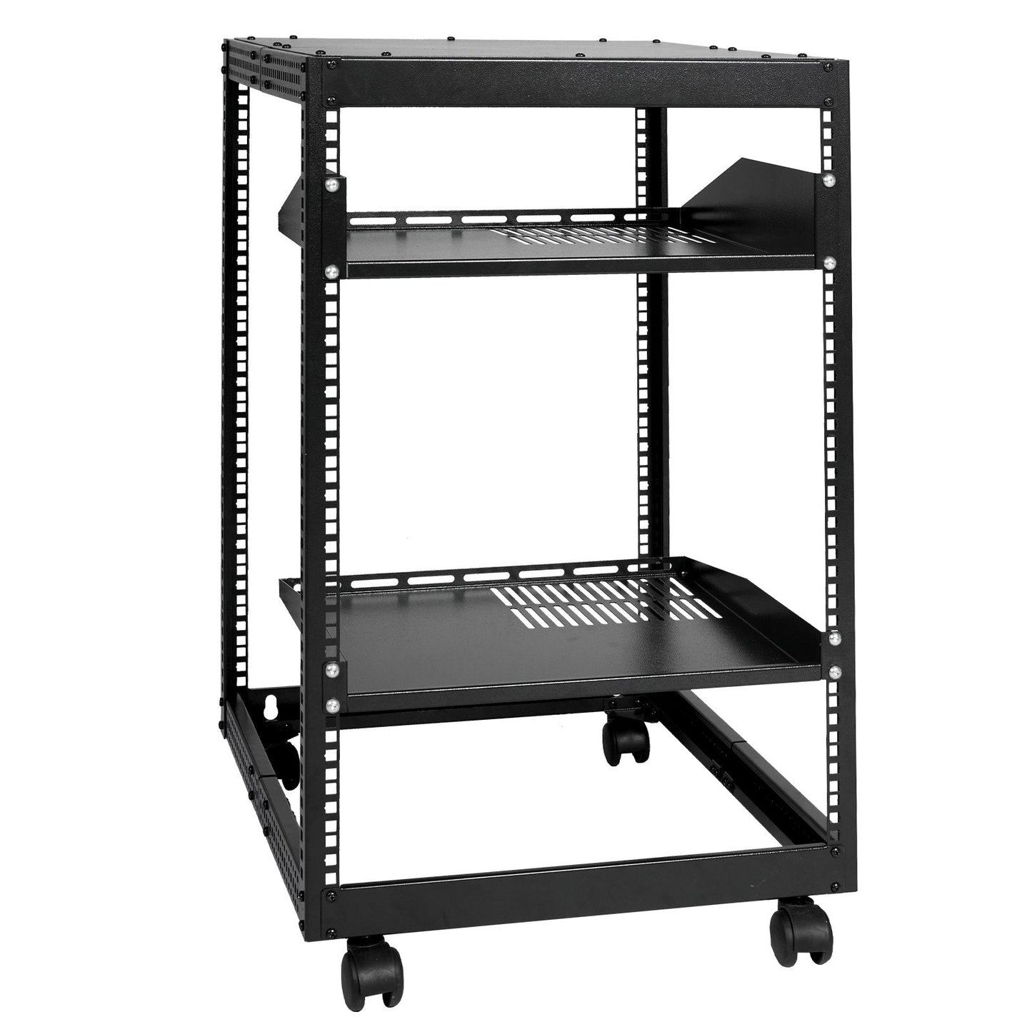 15U Open Frame Server Rack - Adjustable 23"–40" Depth, Wall Mount or Freestanding 4-Post Network Rack