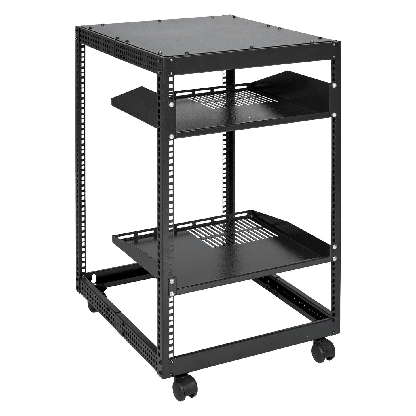 15U Open Frame Server Rack - Adjustable 23"–40" Depth, Wall Mount or Freestanding 4-Post Network Rack