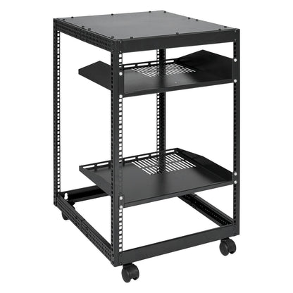 15U Open Frame Server Rack - Adjustable 23"–40" Depth, Wall Mount or Freestanding 4-Post Network Rack