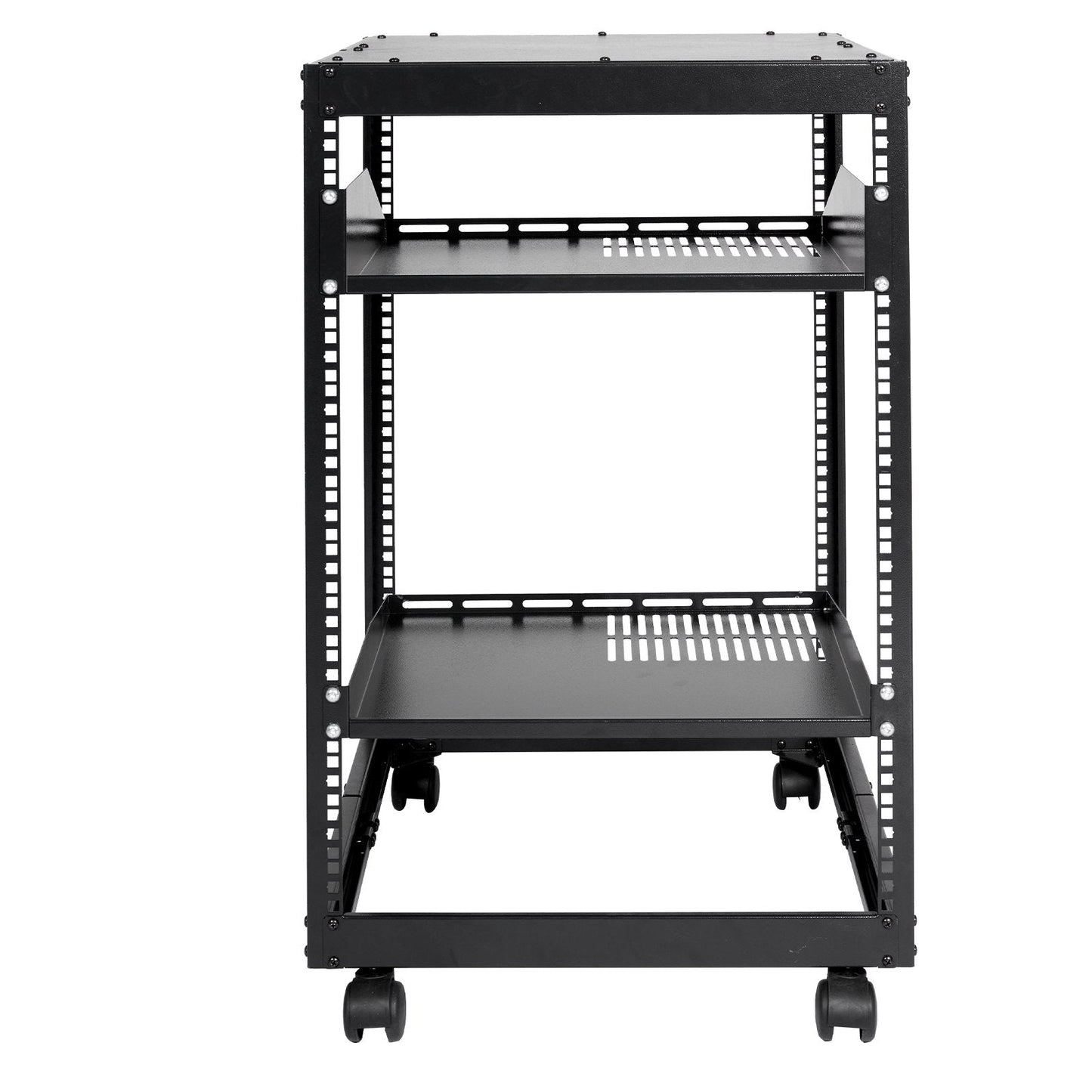 15U Open Frame Server Rack - Adjustable 23"–40" Depth, Wall Mount or Freestanding 4-Post Network Rack
